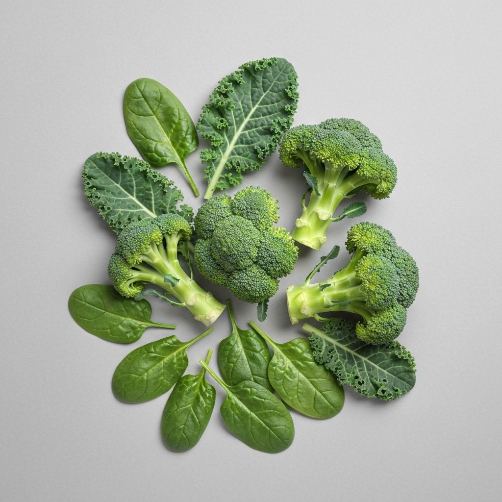 Blattgemüse und Brokkoli